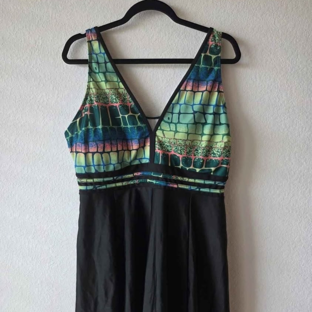 Vibrant Blue and Green Swim Suit Tank Top